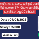 Tamilnadu Govt Arts and Science College Recruitment 2025