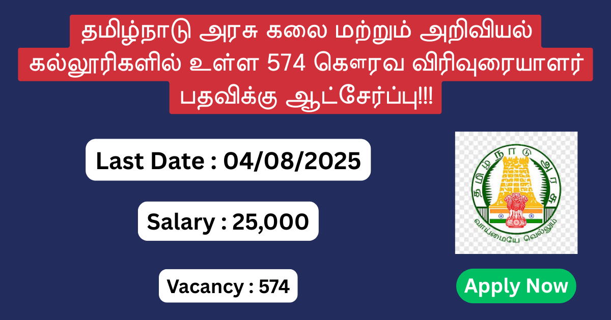 Tamilnadu Govt Arts and Science College Recruitment 2025