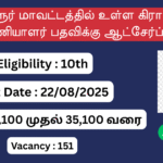 Tiruvallur District Village Assistant Recruitment 2025, Tiruvallur govt job Vacancy