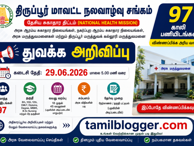 District Health Society Tiruppur Recruitment 2026
