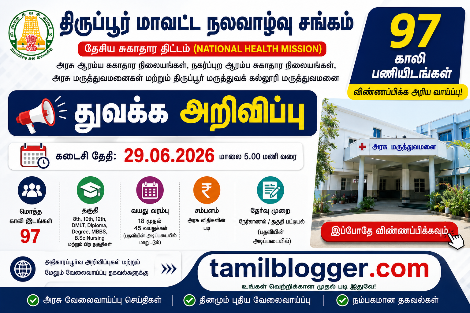 District Health Society Tiruppur Recruitment 2026