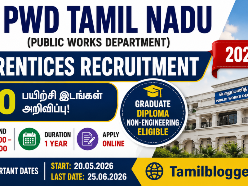 PWD Tamil Nadu Apprentices Recruitment 2026