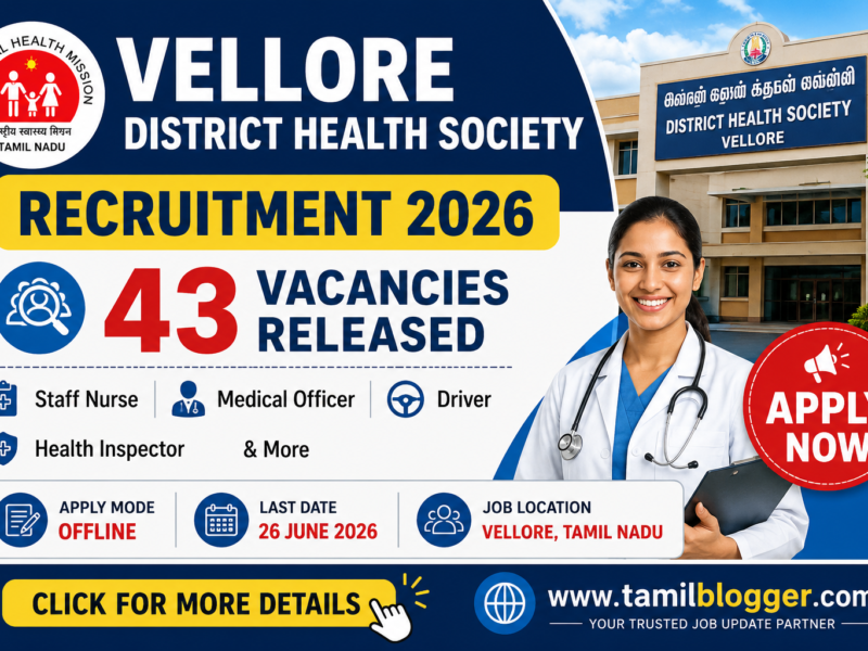 Vellore District Health Society Recruitment 2026