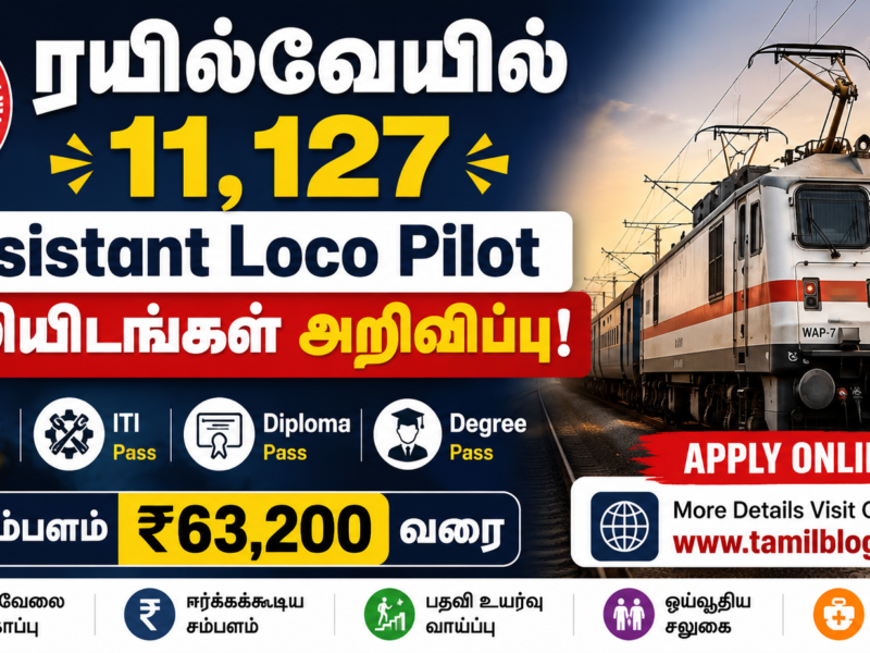 Railway ALP Recruitment 2026 11127 Assistant Loco Pilot Vacancy Tamil
